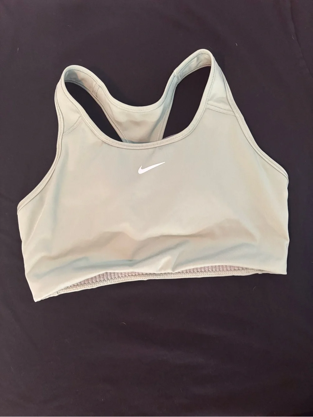 Nike Light Sage Green Racerback Sports Bra with White Swoosh